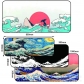 Eco-friendly Sea Waves Japanese Style Mouse Pad 4mm Thickness for Gaming Keyboard Anti-slip Rubber Base Desk Mat